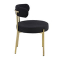 Dining Chairs Set Of 2 Round Upholstered Boucle Dining Room Chairs Mid Century Modern Kitchen Chairs Curved Backrest Chairs For Dining Room Brushed Brass Metal Legs Iron Black Gold Dining Room Foam Round Dining Chairs Foam Metal