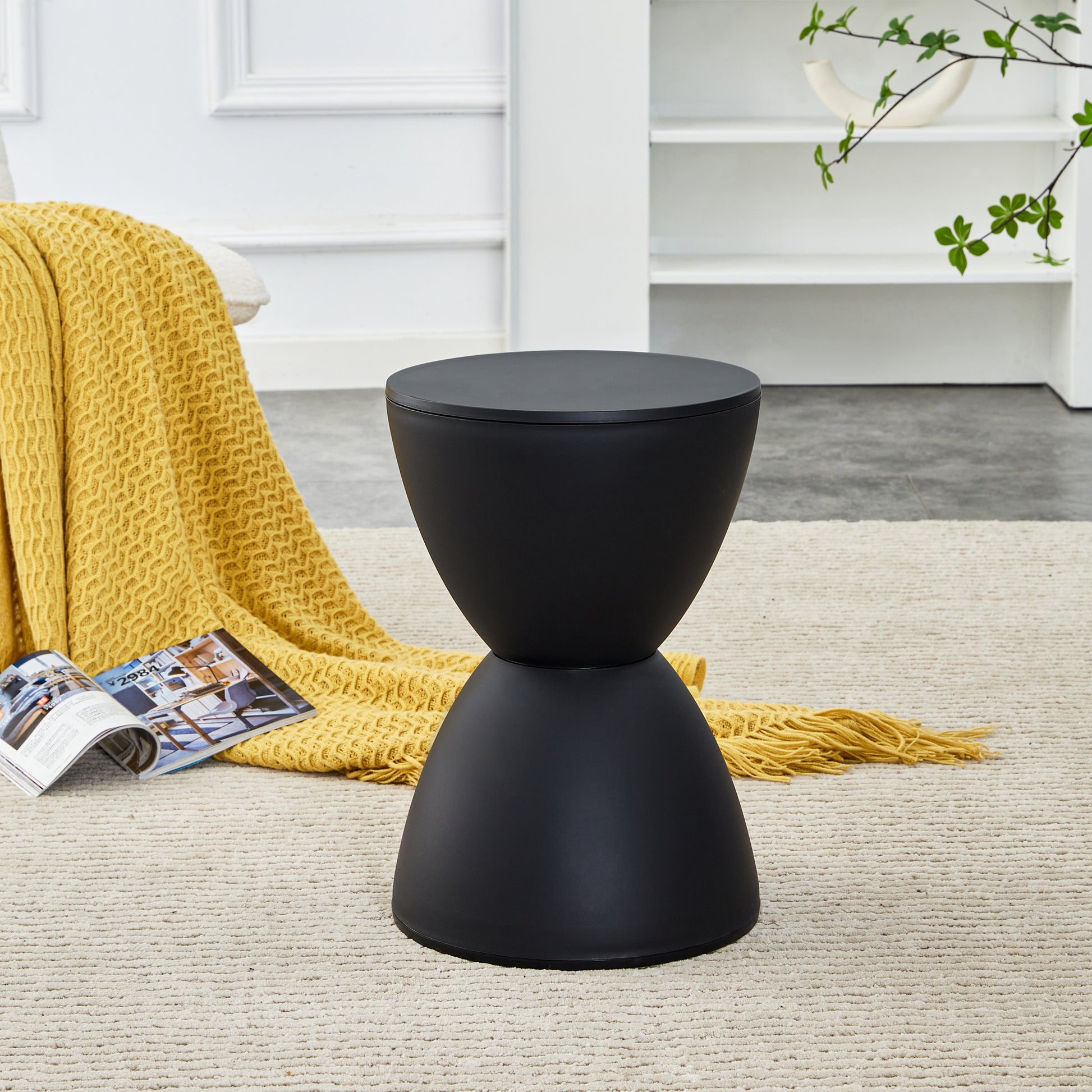 Black Prince Stool Side Table Used For Indoor And Outdoor Black Plastic