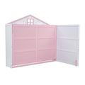 Wood Full Size House Murphy Bed With Usb, Storage Shelves And Blackboard, Pink White Box Spring Not Required Full Pink White Wood Bedroom Murphy Solid Wood Mdf