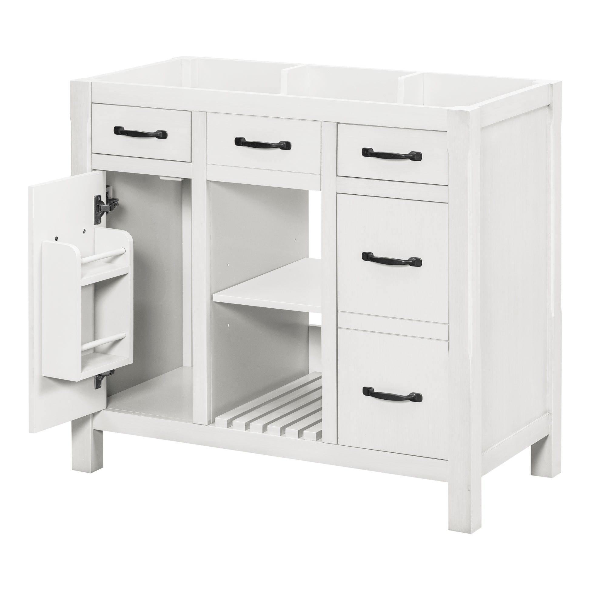 36''Bathroom Vanity Without Sink,Modern Bathroom Storage Cabinet With 2 Drawers And 2 Cabinets,Solid Wood Frame Bathroom Cabinet Not Include Basin 2 White 2 2 Adjustable Shelves Bathroom Freestanding Solid Wood Mdf Painted