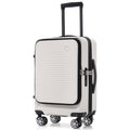 Carry On Luggage 20 Inch Front Open Luggage Lightweight Suitcase With Front Pocket And Usb Port, 1 Portable Carrying Case White Abs