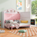 Wood Full Size House Murphy Bed With Usb, Storage Shelves And Blackboard, Pink White Box Spring Not Required Full Pink White Wood Bedroom Murphy Solid Wood Mdf