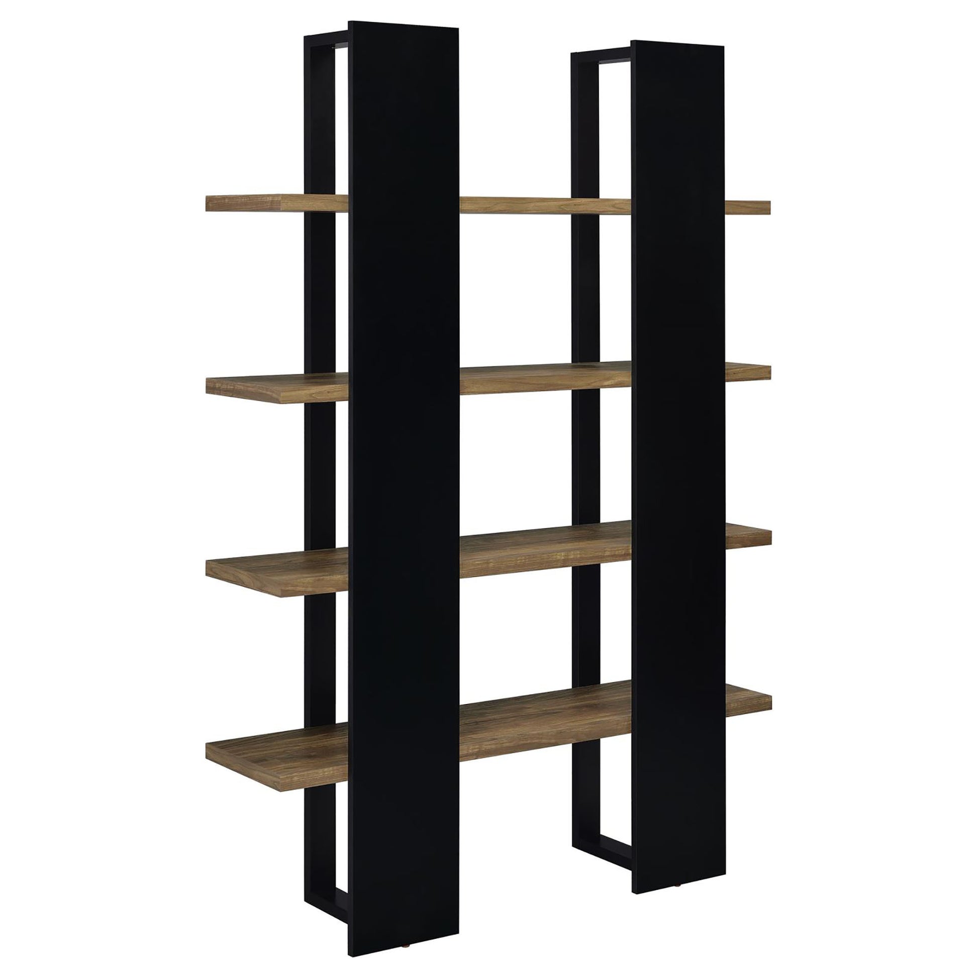 Mystrene Black And Walnut 4 Shelf Bookcase 4 Black Etagere Vertical Primary Living Space Open Back Wood Contemporary,Modern Wood