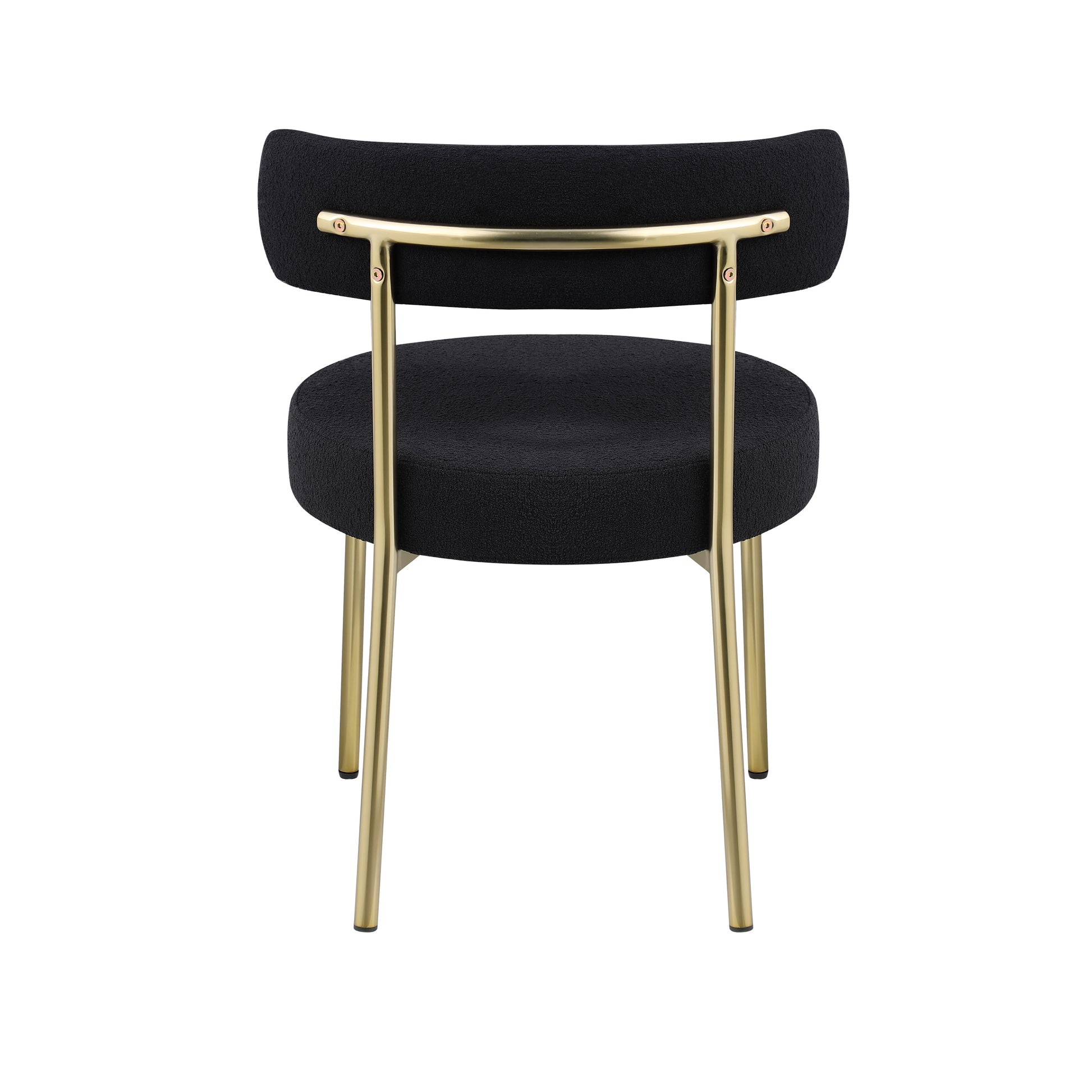 Dining Chairs Set Of 2 Round Upholstered Boucle Dining Room Chairs Mid Century Modern Kitchen Chairs Curved Backrest Chairs For Dining Room Brushed Brass Metal Legs Iron Black Gold Dining Room Foam Round Dining Chairs Foam Metal