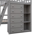 Wooden Twin Over Full Bunk Bed With Six Drawers And Flexible Shelves,Bottom Bed With Wheels,Gray Old Sku:Lp000531Aae Gray Solid Wood