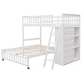 Wooden Twin Over Full Bunk Bed With Six Drawers And Flexible Shelves,Bottom Bed With Wheels,White Old Sku:Lp000531Aak White Solid Wood