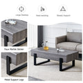 A Coffee Table Made Of Mdf Material. Equipped With Drawers Made Of Solid Wood Material. Can Store Things And Save Space. Paired With Black Metal Table Legs. Suitable For Living Room. Grey Mdf