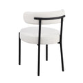 Dining Chairs Set Of 2 Round Upholstered Boucle Dining Room Chairs Mid Century Modern Kitchen Chairs Curved Backrest Chairs For Dining Room Black Metal Legs Iron White Black Dining Room Foam Round Dining Chairs Foam Metal