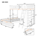 Wooden Twin Over Full Bunk Bed With Six Drawers And Flexible Shelves,Bottom Bed With Wheels,Gray Old Sku:Lp000531Aae Gray Solid Wood