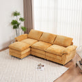 Modern Deep 3 Seat Sofa Couch With Ottoman, Polyester Sofa Sleeper Comfy Upholstered Furniture For Living Room, Apartment, Studio, Office,Yellow Yellow Polyester 3 Seat