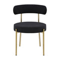 Dining Chairs Set Of 2 Round Upholstered Boucle Dining Room Chairs Mid Century Modern Kitchen Chairs Curved Backrest Chairs For Dining Room Brushed Brass Metal Legs Iron Black Gold Dining Room Foam Round Dining Chairs Foam Metal