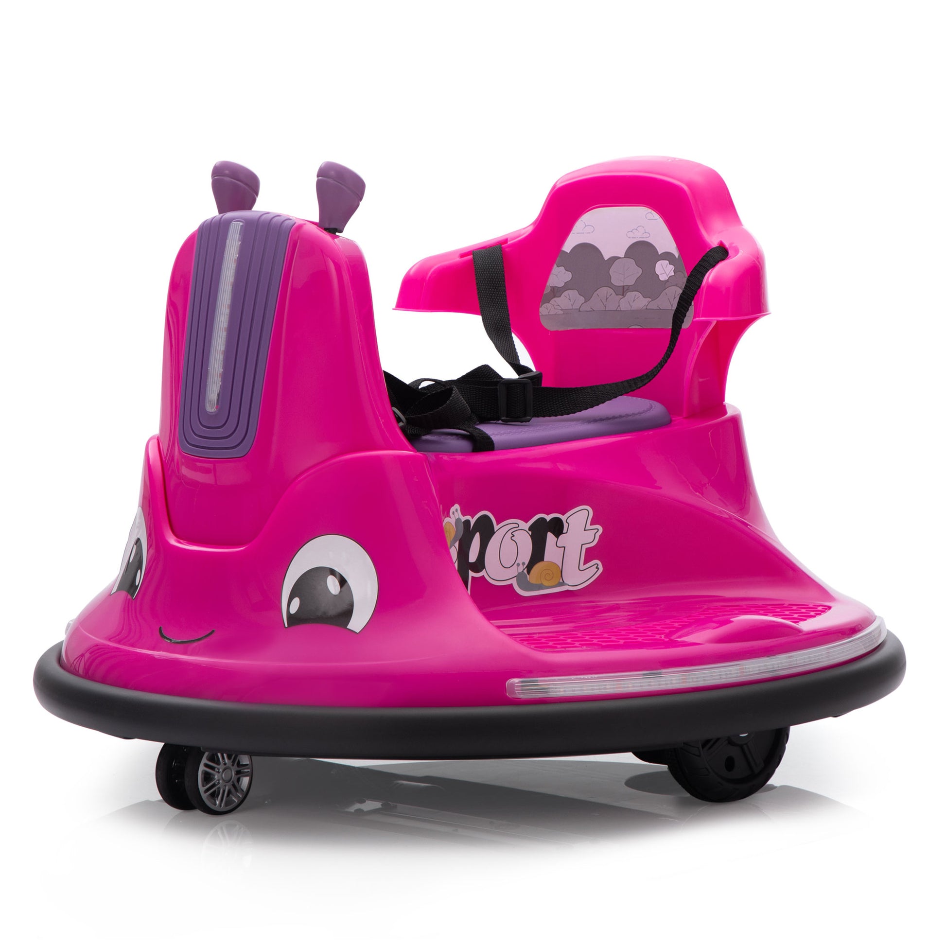 12V Snail Shaped Kids Electric Bumper Car With Remote Control, Ride On Car With Led Lights, Music, 360 Degree Rotate, Toddler Race Toys, 3 8 Years Old Rose Red Polypropylene