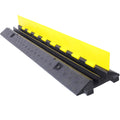 Cable Protector Ramp, 2 Channels Speed Bump Hump, Rubber Modular Speed Bump Rated 11000 Lbs Load Capacity, Protective Wire Cord Ramp Driveway Rubber Traffic Speed Bumps Cable Protector,2 Packs Black Rubber