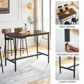 Bar Industrial Style Five Piece Set, Four Soft Bags With Backrest Bar Chairs, Industrial Style Iron Wood Table Set, Suitable For Kitchen, Restaurant, Bar. Antique Brown European,Industrial,Mid Century Modern,Minimalist Particle Board Particle Board