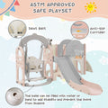 Toddler Slide And Swing Set 8 In 1, Kids Playground Climber Slide Playset With Basketball Hoop Freestanding Combination For Babies Indoor & Outdoor Pink Grey Hdpe Indoor & Outdoor Use