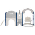 Toddler Slide And Swing Set 8 In 1, Kids Playground Climber Slide Playset With Basketball Hoop Freestanding Combination For Babies Indoor & Outdoor Grey Blue Hdpe Indoor & Outdoor Use