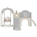 Toddler Slide And Swing Set 7 In 1, Kids Playground Climber Slide Playset With Basketball Hoop Freestanding Combination For Babies Indoor & Outdoor Grey White Hdpe Indoor & Outdoor Use