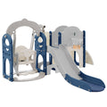 Toddler Slide And Swing Set 8 In 1, Kids Playground Climber Slide Playset With Basketball Hoop Freestanding Combination For Babies Indoor & Outdoor Grey Blue Hdpe Indoor & Outdoor Use