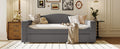 Twin Size Upholstered Daybed With Storage Armrests, Trundle And Latest Integrated Bluetooth Audio System, Teddy Fleece, Gray Gray Fleece