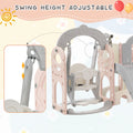 Toddler Slide And Swing Set 8 In 1, Kids Playground Climber Slide Playset With Basketball Hoop Freestanding Combination For Babies Indoor & Outdoor Pink Grey Hdpe Indoor & Outdoor Use