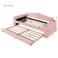 Twin Size Upholstered Daybed With Storage Armrests, Trundle And Latest Integrated Bluetooth Audio System, Teddy Fleece, Pink Pink Fleece