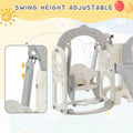 Toddler Slide And Swing Set 7 In 1, Kids Playground Climber Slide Playset With Basketball Hoop Freestanding Combination For Babies Indoor & Outdoor Grey White Hdpe Indoor & Outdoor Use