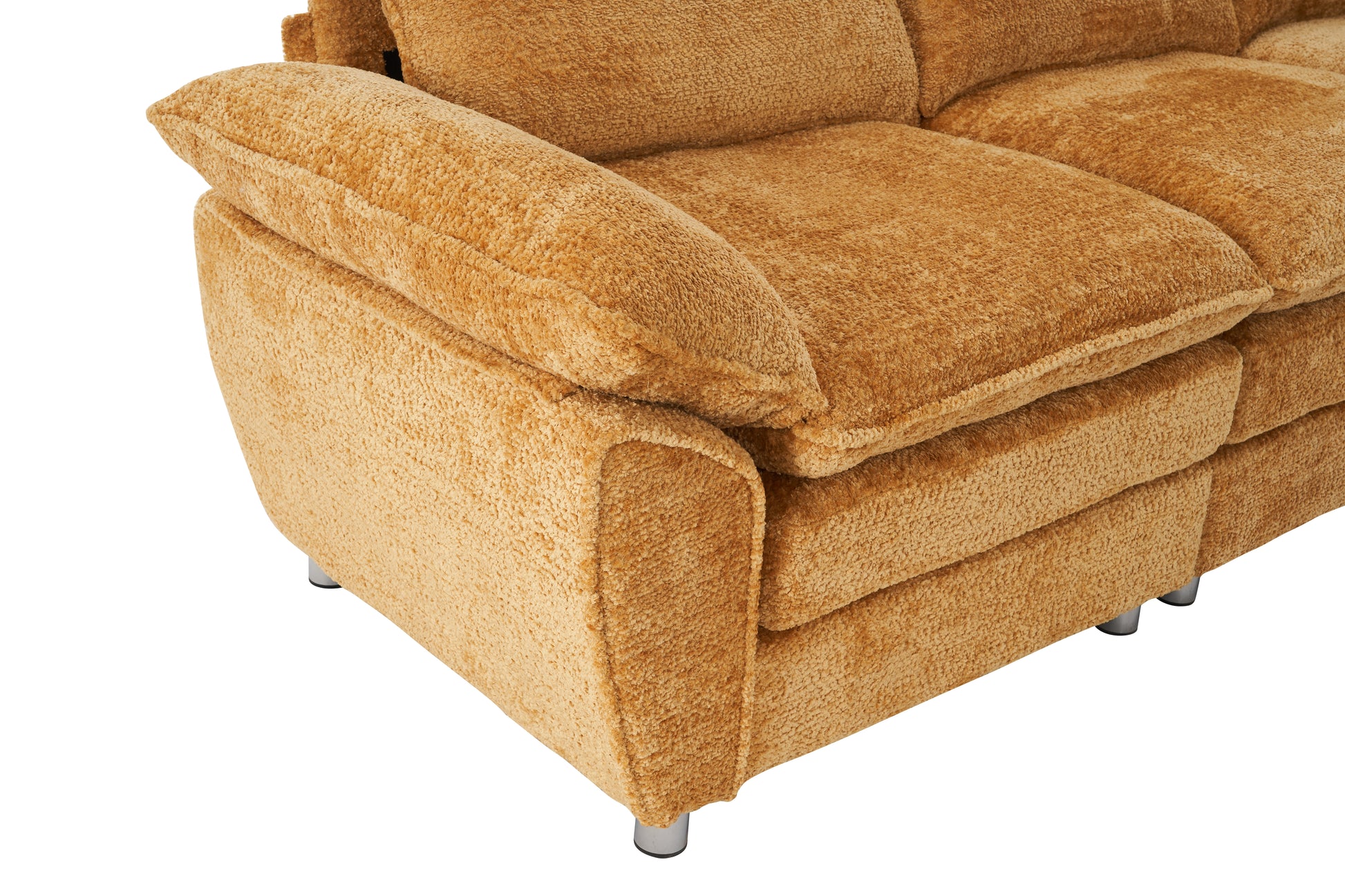 Modern Deep 3 Seat Sofa Couch With Ottoman, Polyester Sofa Sleeper Comfy Upholstered Furniture For Living Room, Apartment, Studio, Office,Yellow Yellow Polyester 3 Seat