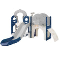 Toddler Slide And Swing Set 8 In 1, Kids Playground Climber Slide Playset With Basketball Hoop Freestanding Combination For Babies Indoor & Outdoor Grey Blue Hdpe Indoor & Outdoor Use