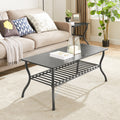Modern Style 3 Piece Coffee Table Set Rectangle Coffee Table With 2 Square End Side Table Retro Design Coffee Table With Sturdy Base For Living Room Decor Black Black Primary Living Space American Design,Retro Rectangular Coffee & End Tables Metal & Wood