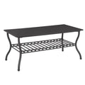 Modern Style 3 Piece Coffee Table Set Rectangle Coffee Table With 2 Square End Side Table Retro Design Coffee Table With Sturdy Base For Living Room Decor Black Black Primary Living Space American Design,Retro Rectangular Coffee & End Tables Metal & Wood