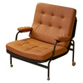 Bonded Leather Armchair, Modern Accent Chair High Back, Living Room Chairs With Metal Legs And Soft Padded, Sofa Chairs For Home Office,Bedroom,Dining Room Brown 1Pc Brown Bonded Leather