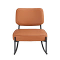 Pu Material Cushioned Rocking Chair, Unique Rocking Chair, Cushioned Seat, Brown Backrest Rocking Chair, Black Metal Legs. Comfortable Side Chairs In The Living Room, Bedroom, And Office Brown Pu