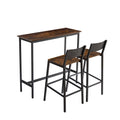 Bar Stool And Bar Three Piece Set, Industrial Style Bar Stool With Backrest, Iron Wood Structure Furniture, Suitable For Bars, Kitchens, Restaurants. Antique Brown Dining Room Antique,European,Industrial,Mid Century Modern,Minimalist Particle Board