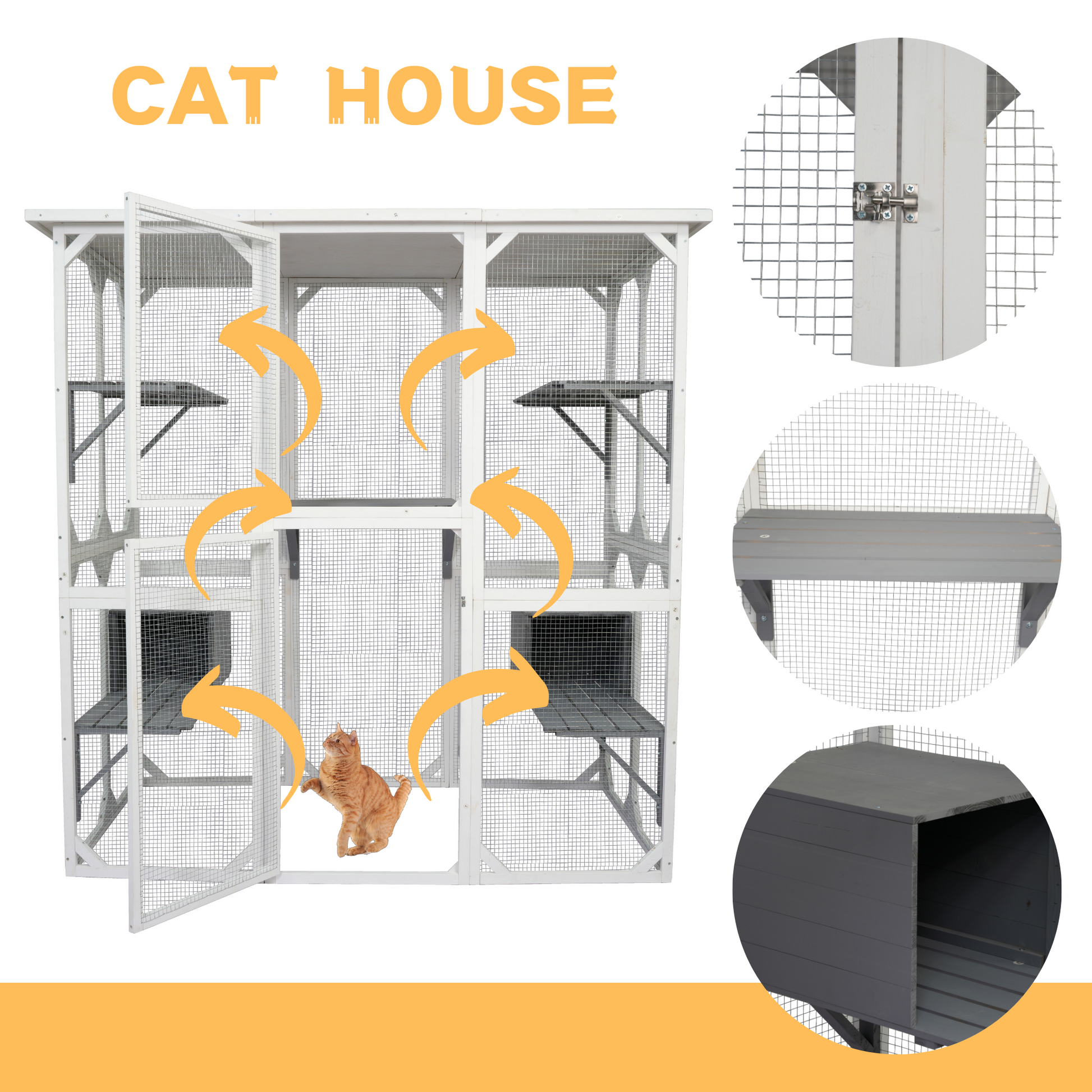 Xpt018 Cat Cage Box Ly House Cute Pet Play Speace Wooden White Medium Natural Solid Wood