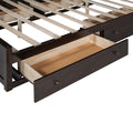 Queen Size Wooden Bed With All In One Cabinet, Shelf And Sockets, Espresso Espresso Solid Wood