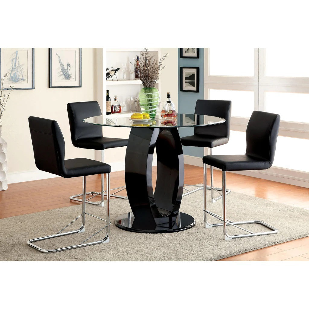 Set Of 2 Paddeddining Chairs In Black And Chrome Finish Solid Chrome Dining Room Metal