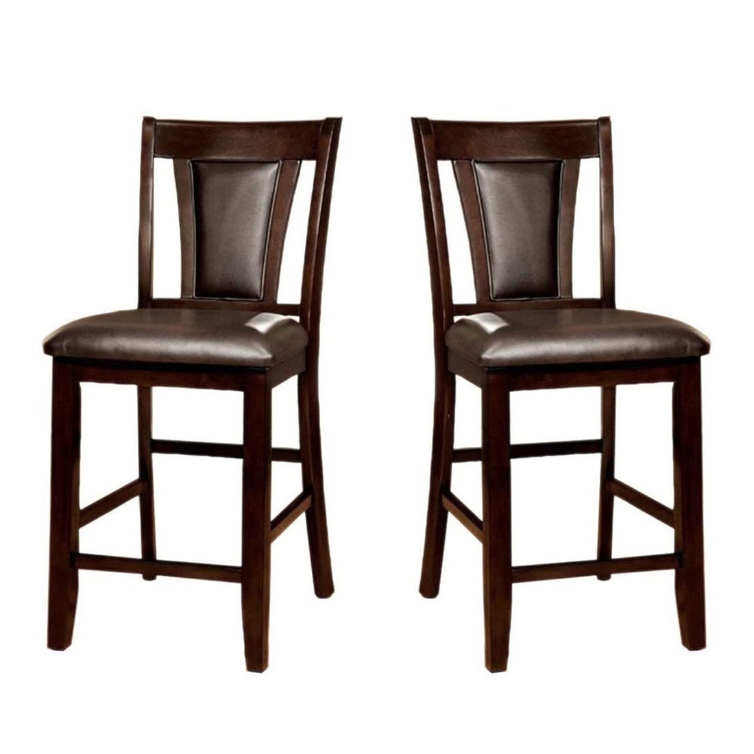 Set Of 2 Padded Espressocounter Height Chairs In Dark Cherry Finish Solid Cherry Dining Room Dining Chairs Wood