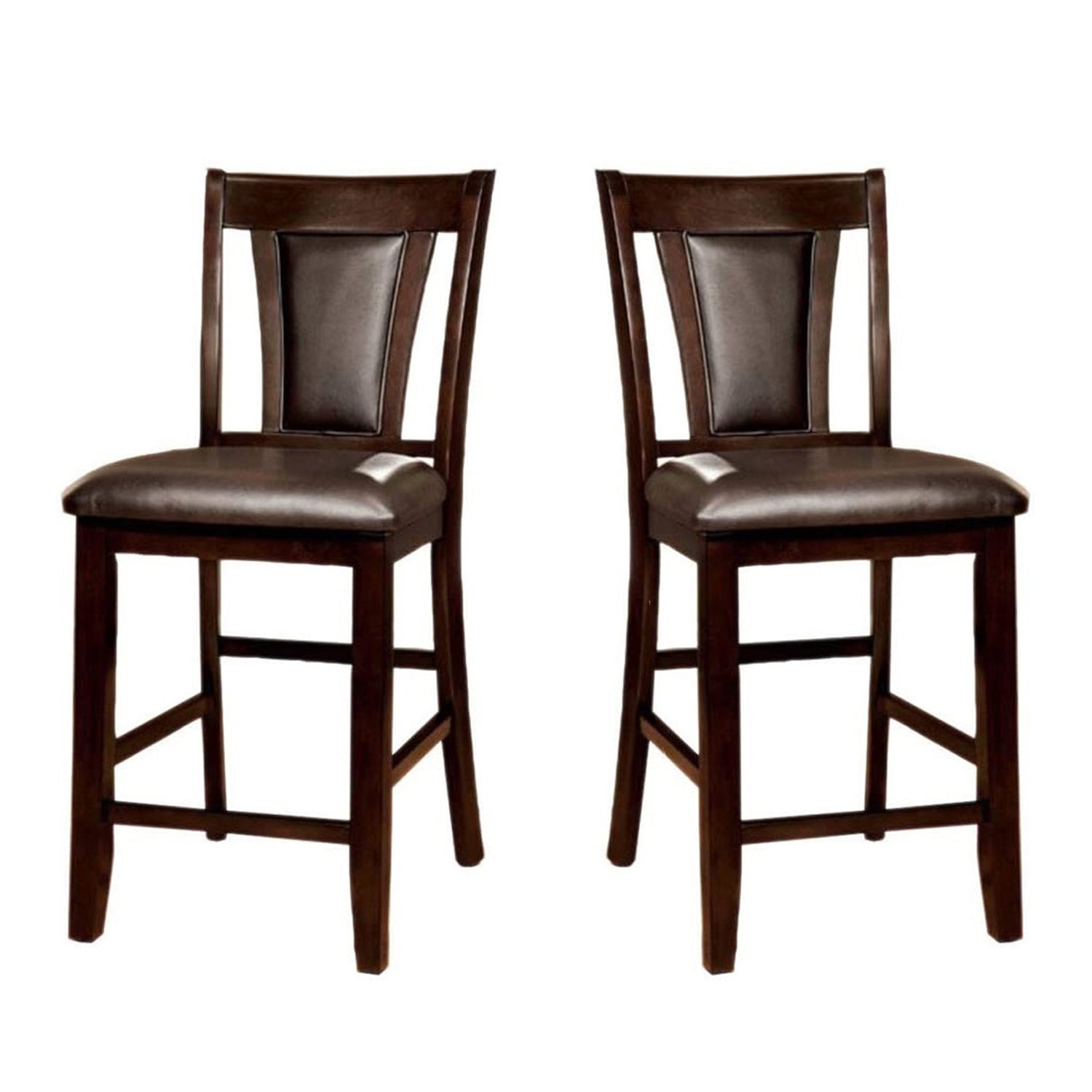 Set Of 2 Padded Espressocounter Height Chairs In Dark Cherry Finish Solid Cherry Dining Room Dining Chairs Wood