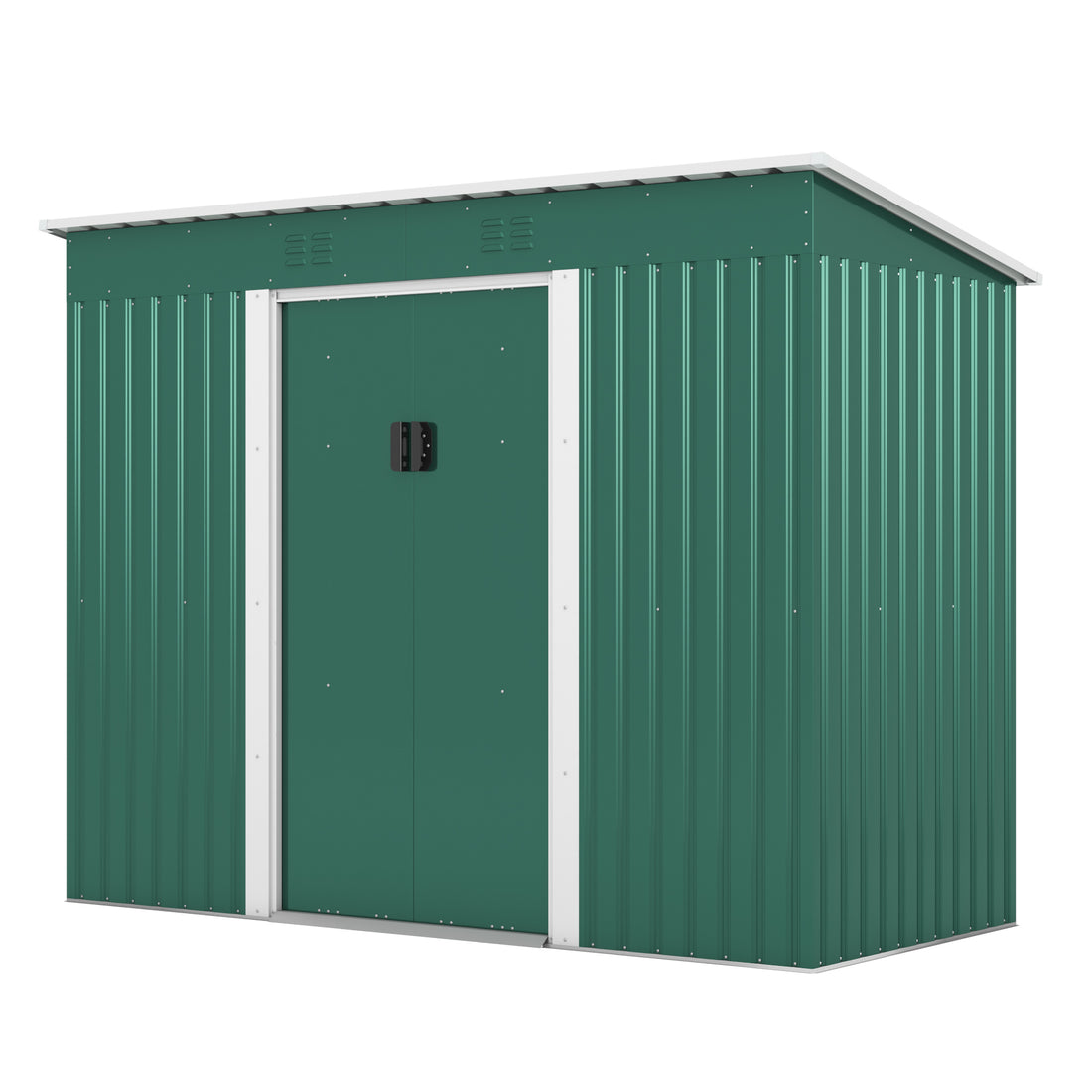 4.2 X 9.1 Ft Outdoor Storage Shed, Metal Tool Shed With Lockable Doors Vents, Utility Garden Shed For Patio Lawn Backyard, Green Green Metal