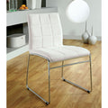Set Of 2Upholstered Side Chairs In White And Chrome Solid White Dining Room Metal
