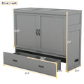 Full Size Murphy Bed With Usb Port And A Large Drawer, Gray Gray Solid Wood Mdf