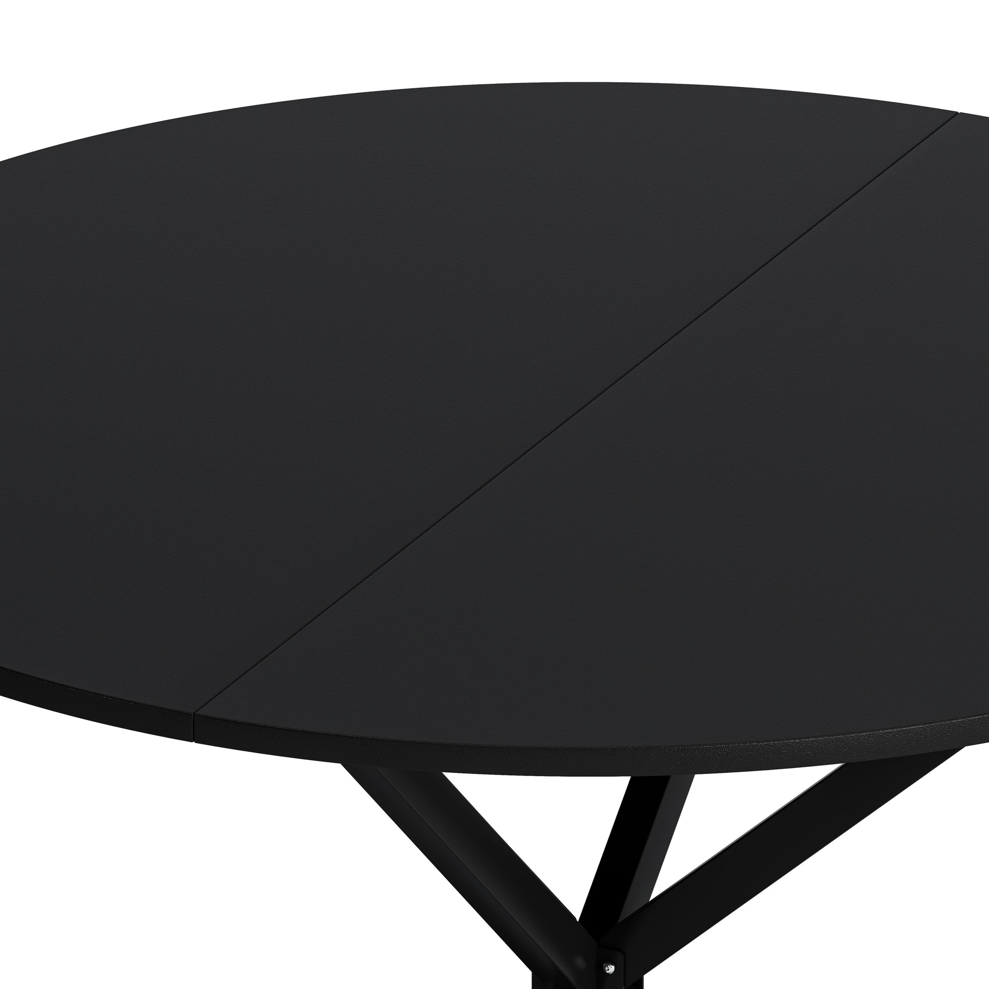 47.24'' Modern Cross Leg Round Dining Table, Black Top Occasional Table, Two Piece Removable Top, Matte Finish Iron Legs Black Mdf Metal