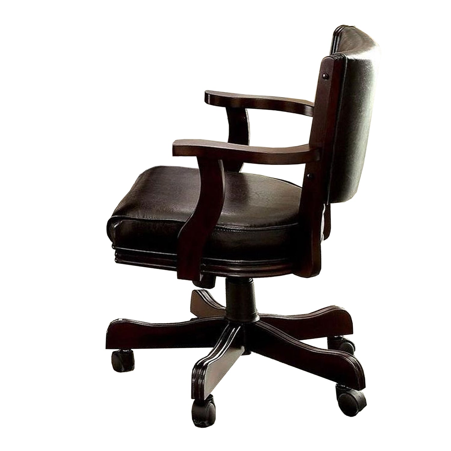 Arm Chair With Casters In Cherry And Espresso Caster Solid Cherry Wood