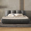 Queen Size Luxury Upholstered Bed With Thick Headboard, Velvet Queen Bed With Oversized Padded Backrest, Gray Expect Arrival Date 2024 4 2 Queen Gray Velvet