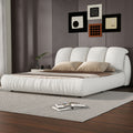 Queen Size Luxury Upholstered Bed With Thick Headboard, Leather Queen Bed With Oversized Padded Backrest, White Expect Arrival Date 2024 3 27 Queen White Pu Leather