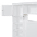 Queen Size Wooden Bed With All In One Cabinet, Shelf And Sockets, White White Solid Wood