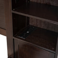 Queen Size Wooden Bed With All In One Cabinet, Shelf And Sockets,Twin Xl Trundle,Espresso Queen Espresso Solid Wood