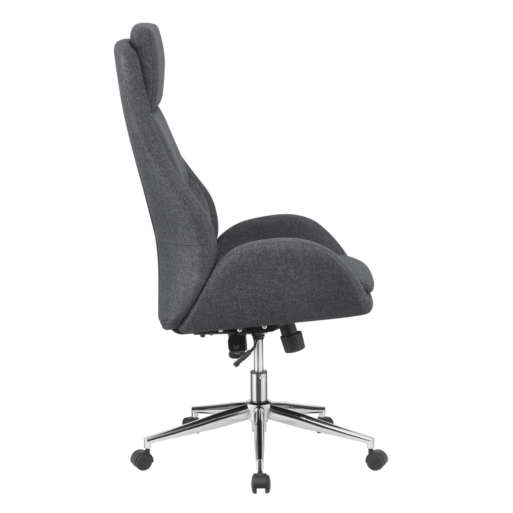 Chrome And Grey Adjustable Desk Chair Solid Grey Office Foam Spot Clean Contemporary,Modern Office Chairs Solid Back Foam Casters Upholstered