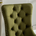 Nikki Collection Modern, High End Tufted Solid Wood Contemporary Velvet Upholstered Dining Chair With Chrome Stainless Steel Plating Legs,Nailhead Trim,Set Of 2,Olive Green And Chrome, Sw1701Ol Olive Green Dining Room American Design Rubberwood Foam