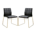 Set Of 2Upholstered Side Chairs In Black And Chrome Solid Black Dining Room Side Chair Faux Leather